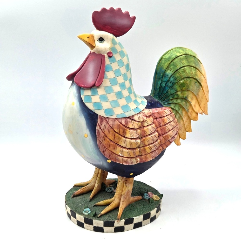 Rooster Figurine‎ Resin Farmhouse Decor Statue  12" Tall  Hand Painted  VINTAGE